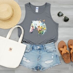 Floral Horse Tank Top • Boho Western Horse Lover Shirt • Country Cowgirl
